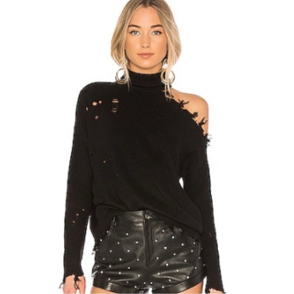 Lovers and friends Black Distressed Sweater